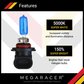 9005/HB3 100W - 5000K White Halogen Headlight Bulbs, Pack of 2