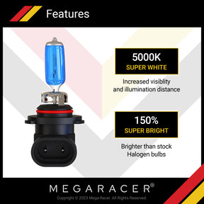 9006/HB4 100W - 5000K White Halogen Headlight Bulbs, Pack of 2