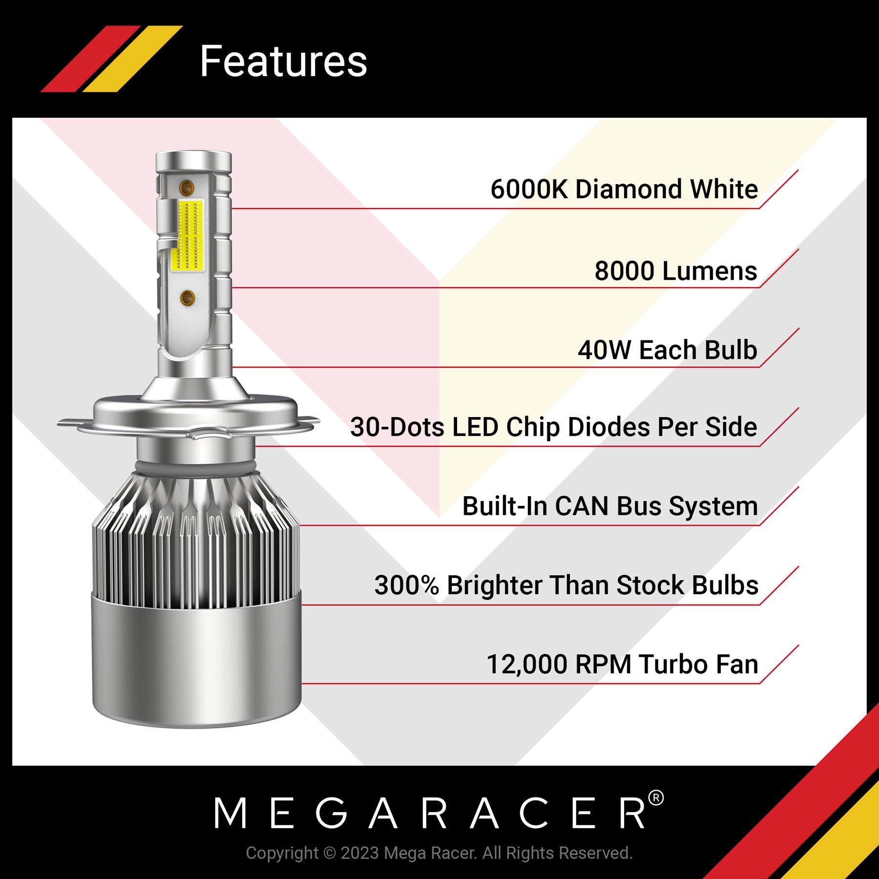 c6 led headlight bulbs 9003, H4, HB2 LED bulbs automotive headlight led chips halogen replacement